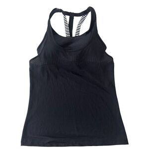 Lorna Jane Black Mesh Racerback Tank Top